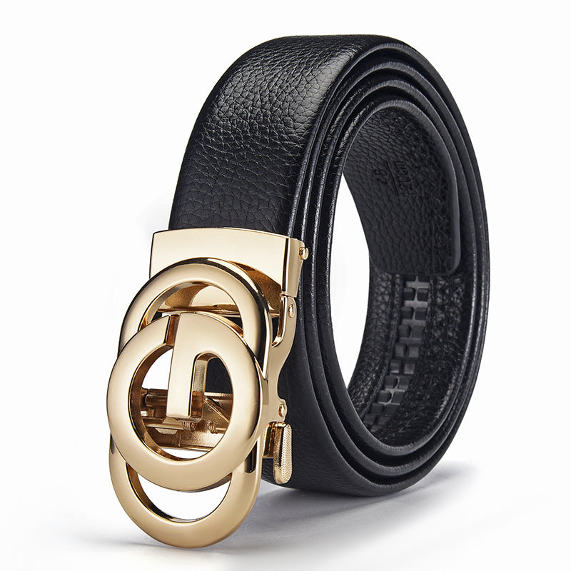 Embossed Hollow-out Genuine Leather Belt