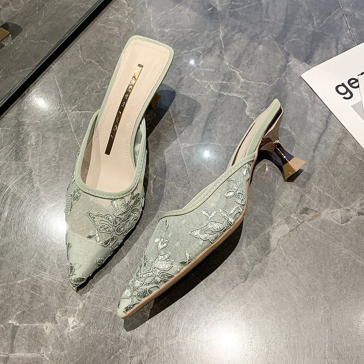 Pointed Baotou Half-tow Women's Sandals And Slippers