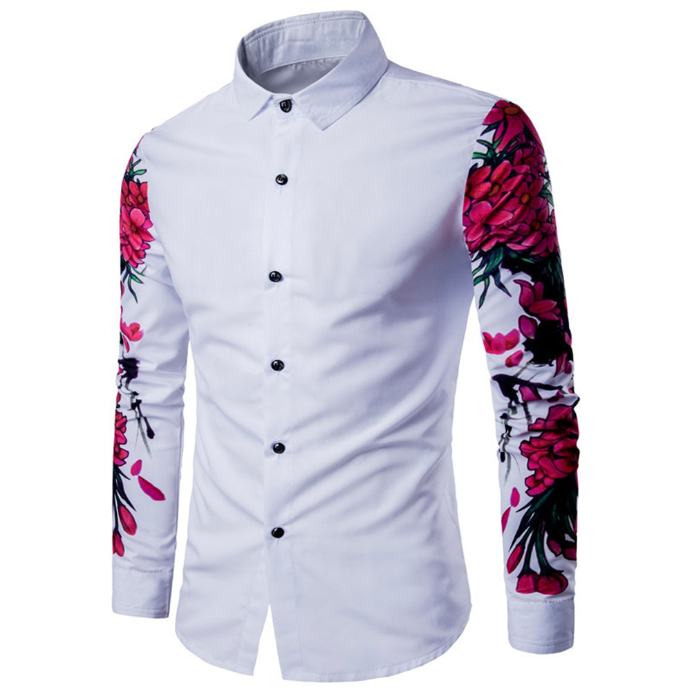 Digital Print Plum Blossom Long Sleeved Shirt