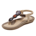 Ethnic Style Sandals Women Thailand Travel Beach Bohemian Retro Beaded Large Size Flat Shoes