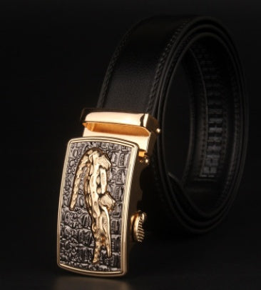 Men's 8 character buckle belt, leather smooth buckle, youth belt, leisure belt, men's Han Banchao