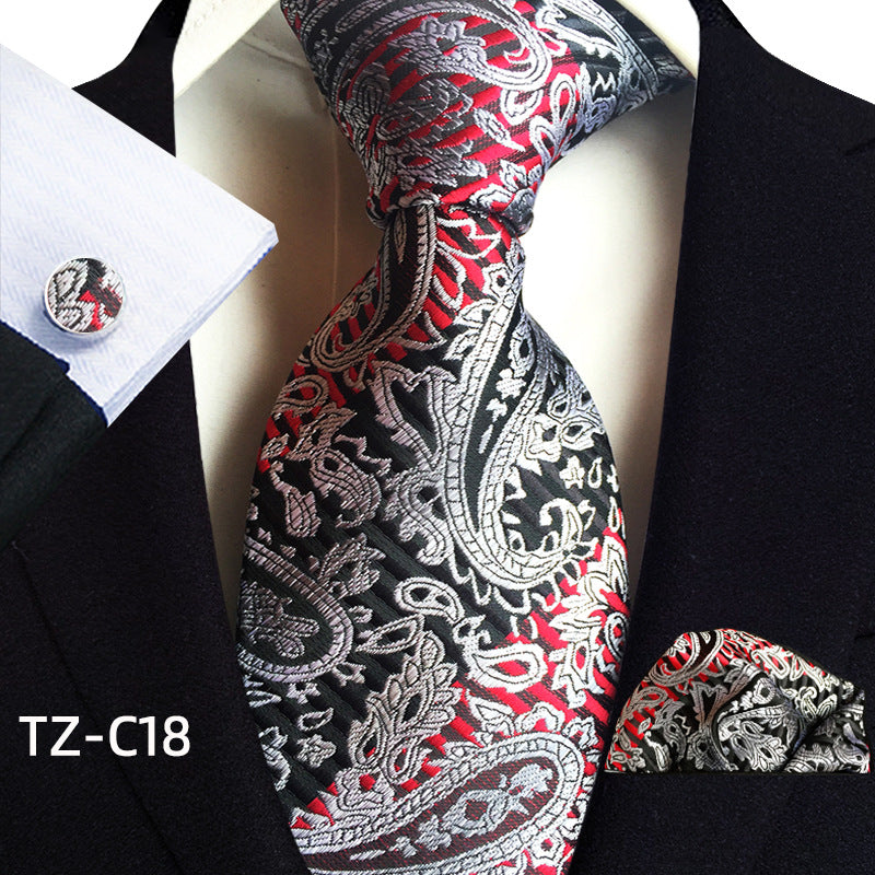 Waist Flower Men's Tie Pocket Towel Cuffs Three Piece Suit