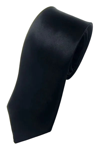 8cm Black Hand-tied Plain Suit Tie