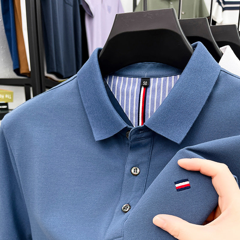 Summer Short-sleeved Embroidered Men's Polo Shirt Imitation Cotton Business Casual Lapels