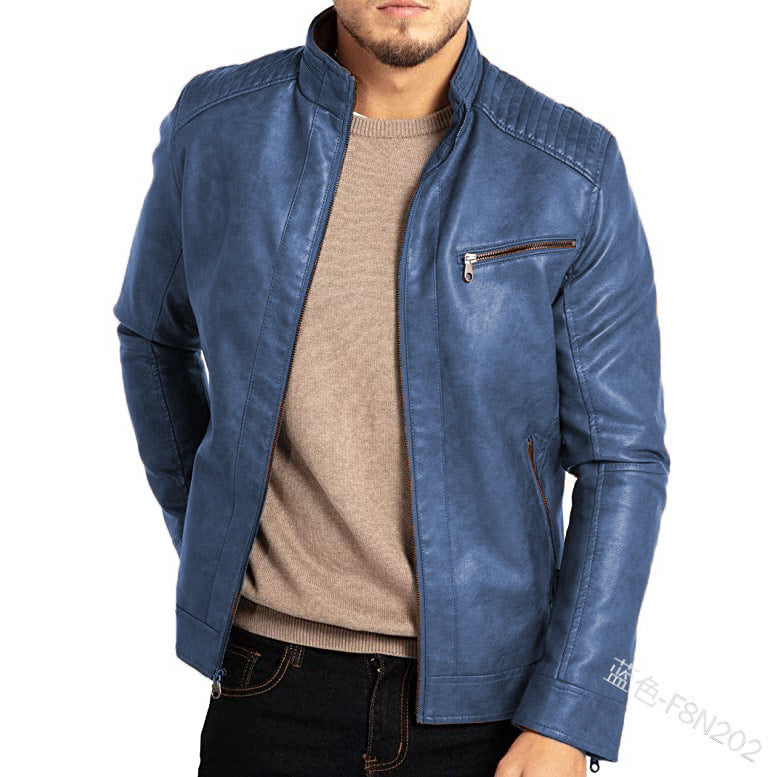 Men's  Stand Collar  Leather Jacket