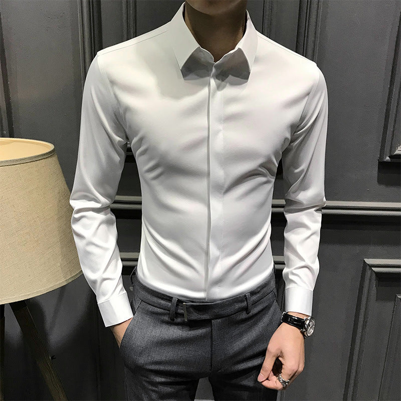 New Men's Fashion Shirt Long Sleeve Korean Version Business