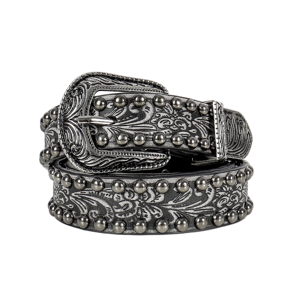 Vintage Threading Rivet Embossed Pin Buckle Belt