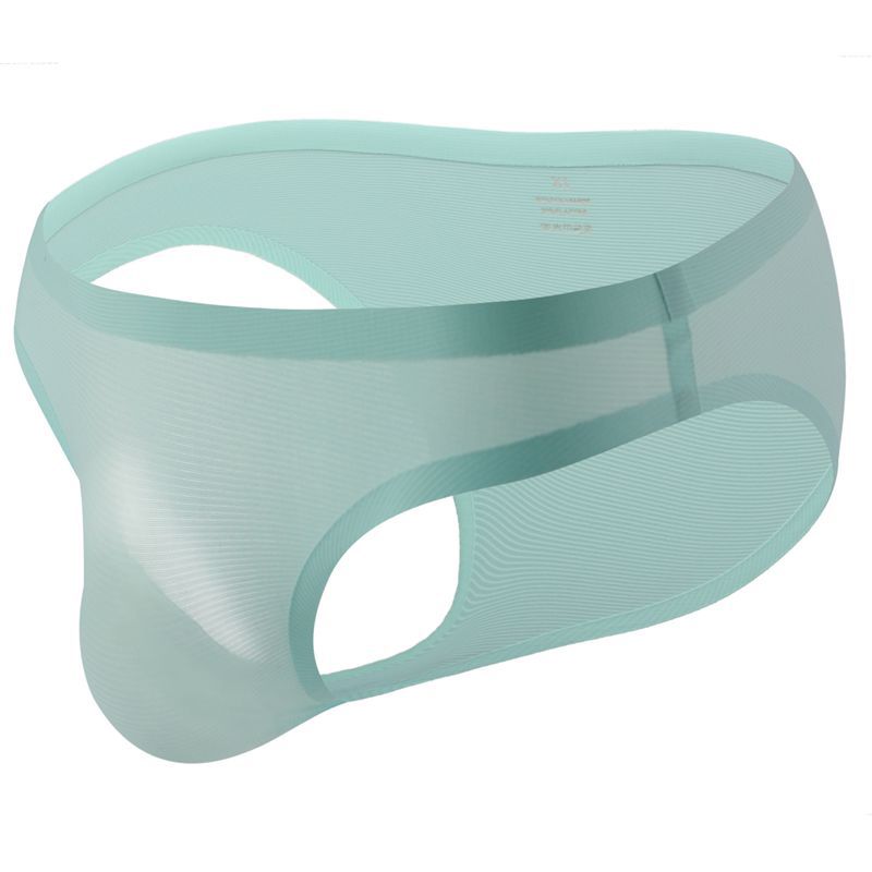 Seamless Men Ice Silk Stripes Low Waist Briefs