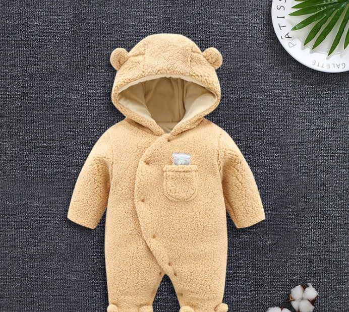 lamb winter cotton newborn baby skin thickening climb Siamese clothes cotton