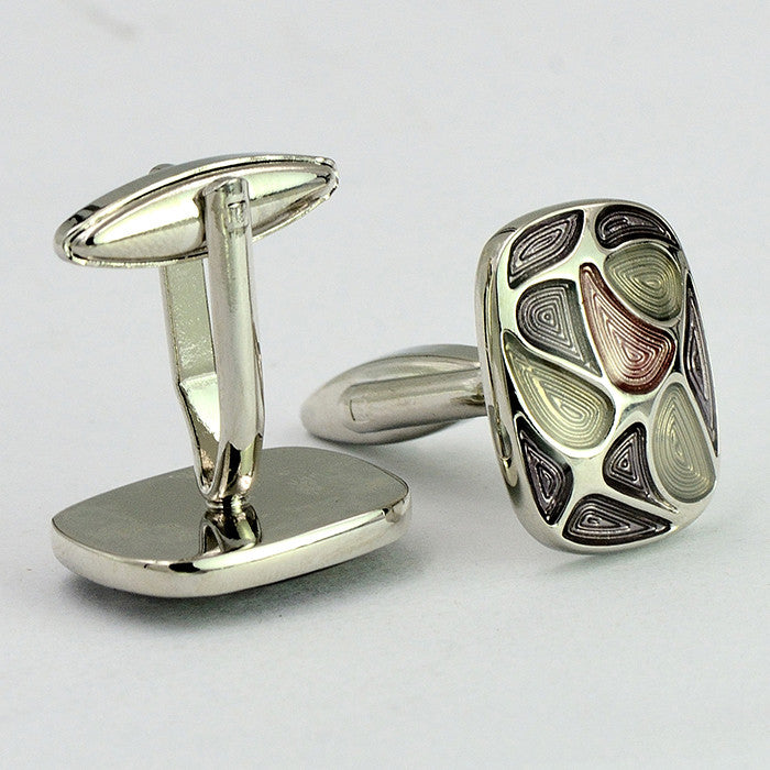 Bohemian Enamel Brass Cufflinks – Diamond Sadaf