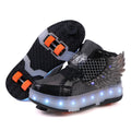 Double-wheel Deformed Wings LED Luminous Rollerskate