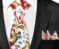 Casual Cotton Floral Print 6cm Casual Tie Pocket Square Suit
