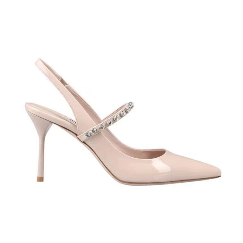 Women’s  Toe Pointed Leather High Heels  | Diamond Sadaf