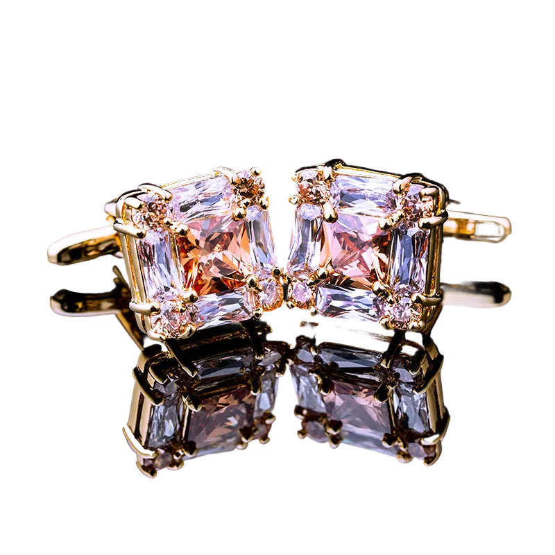 Tall Inlaid Champagne Gold Zircon Crystal Plated Cuff Nails