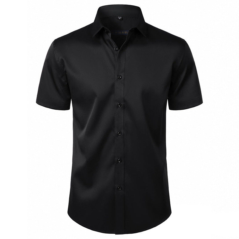 Solid-color Stretchy Cardigan Wrinkle-resistant Long-sleeve Shirt