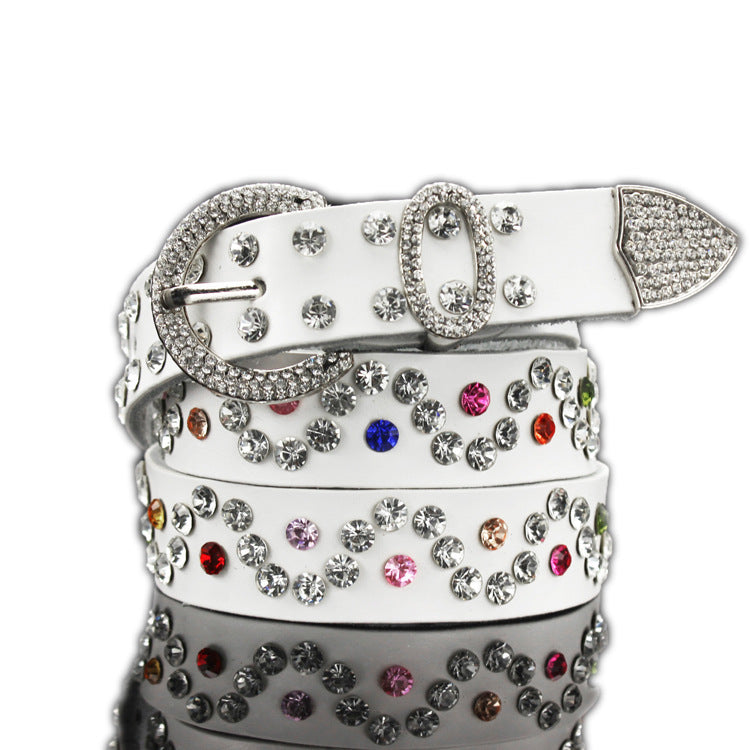 Leather Embellished With Rhinestones belt