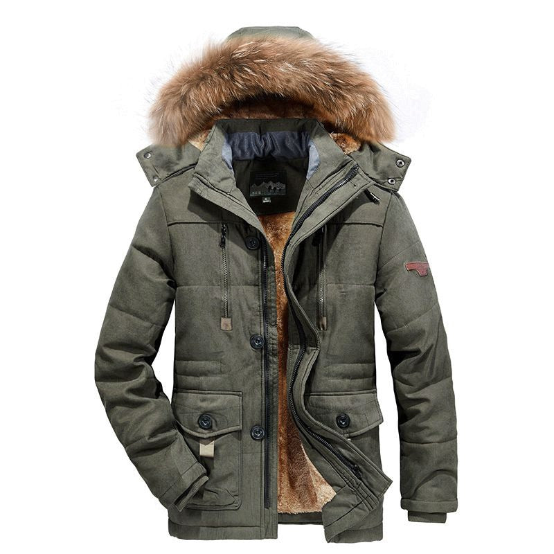 Men's Cotton-padded Coat Mid-length Fleece-lined Thickened