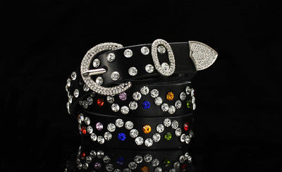 Leather Embellished With Rhinestones belt