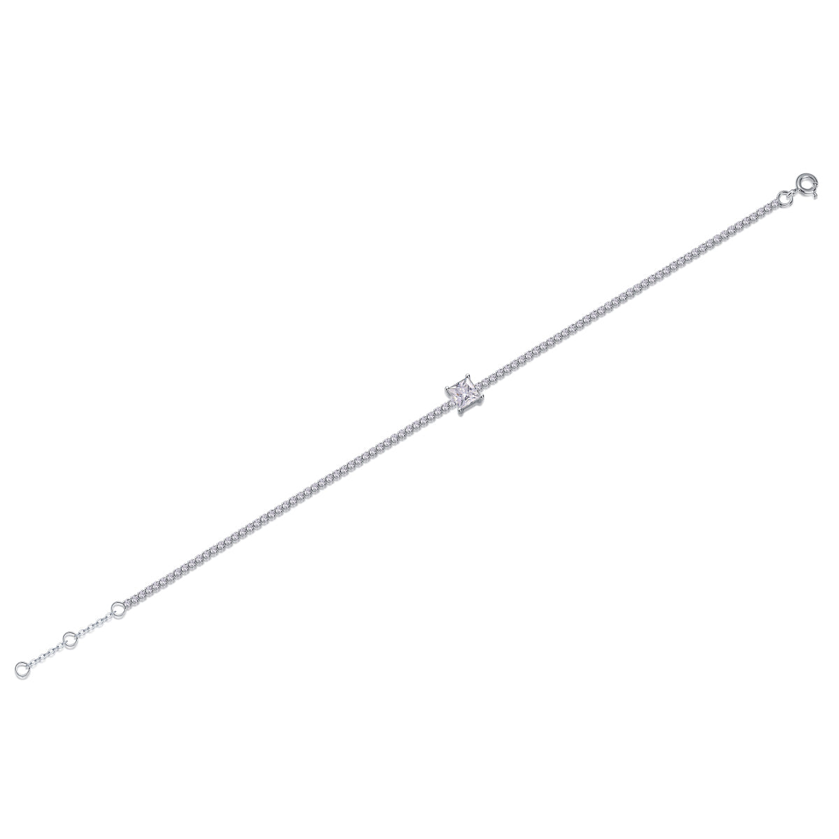 Moon Island Crushed Ice - A Fashionable And Light Luxury Jewelry Silver Bracelet And Bracelet Set With Top-quality Moissanite, S925 Silver Plated Platinum