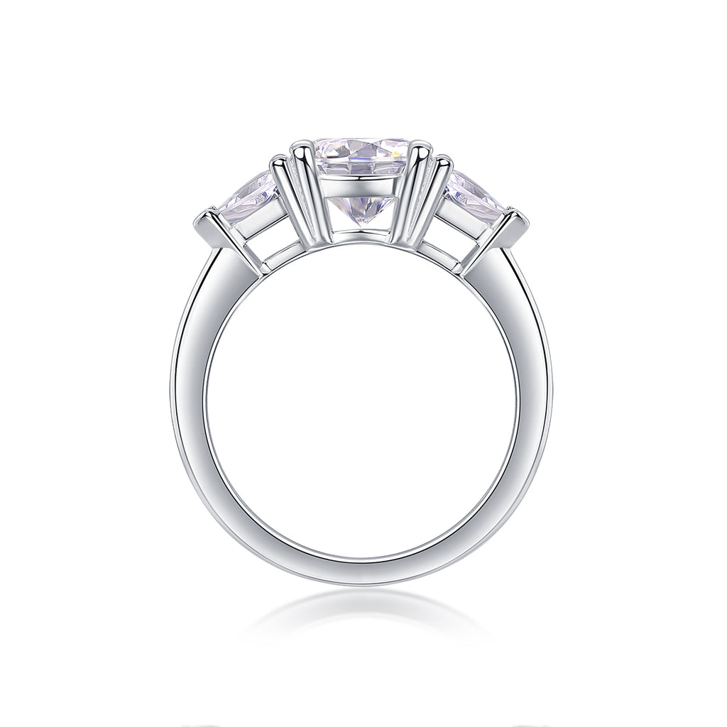 Ocean Diamond - Set With 2-carat Top-quality Moissanite S925 Silver And Gold-plated Diamond Wedding Ring. The Ring Can Be Inspected With A Diamond Pen