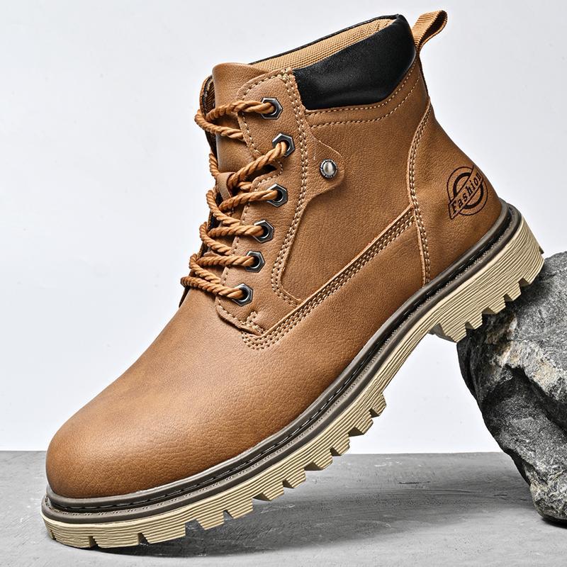 Leather Men's Shoes Mid-top Men's Casual Martin Boots