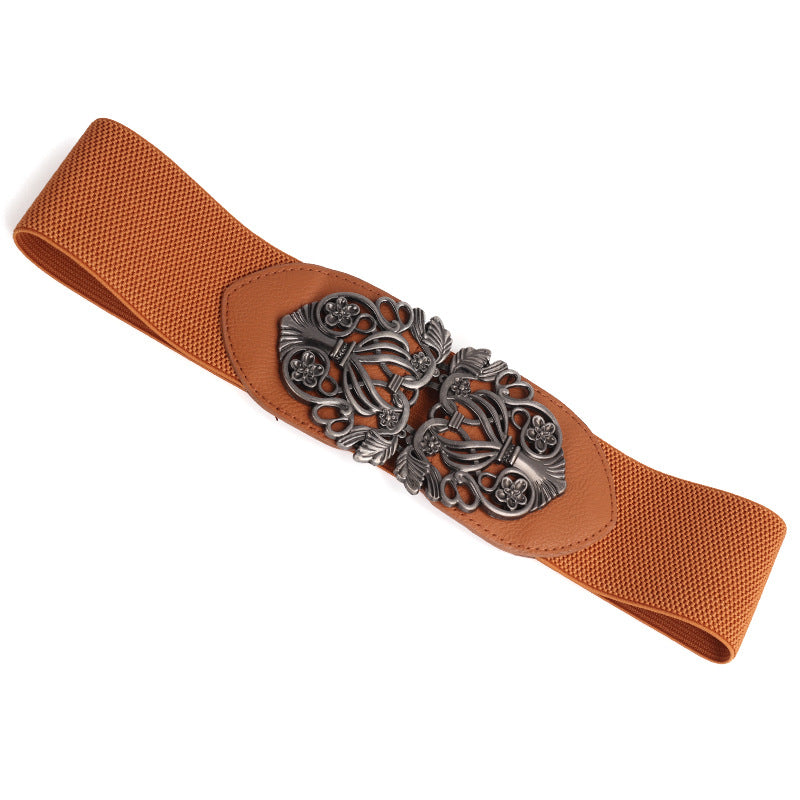 Court Vintage Engraving  All-match Stretch Wide Belt