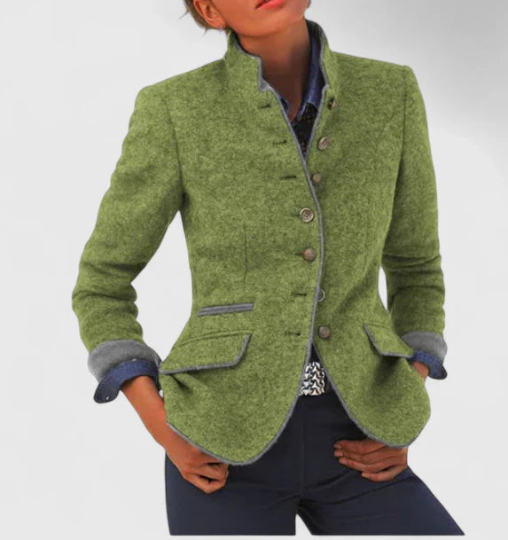 Multi-button Color Matching Women's Woolen Jacket