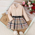 Suit Medium And Small Long Sleeve Pleated Skirt