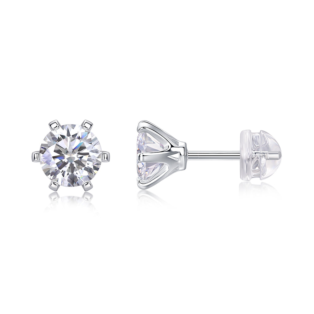 Quiet - Set With 1-carat Top-quality Moissanite S925 Silver And Platinum-plated Stud Earrings, A Fashionable And Trendy Accessory That Can Be Tested With A Diamond Pen