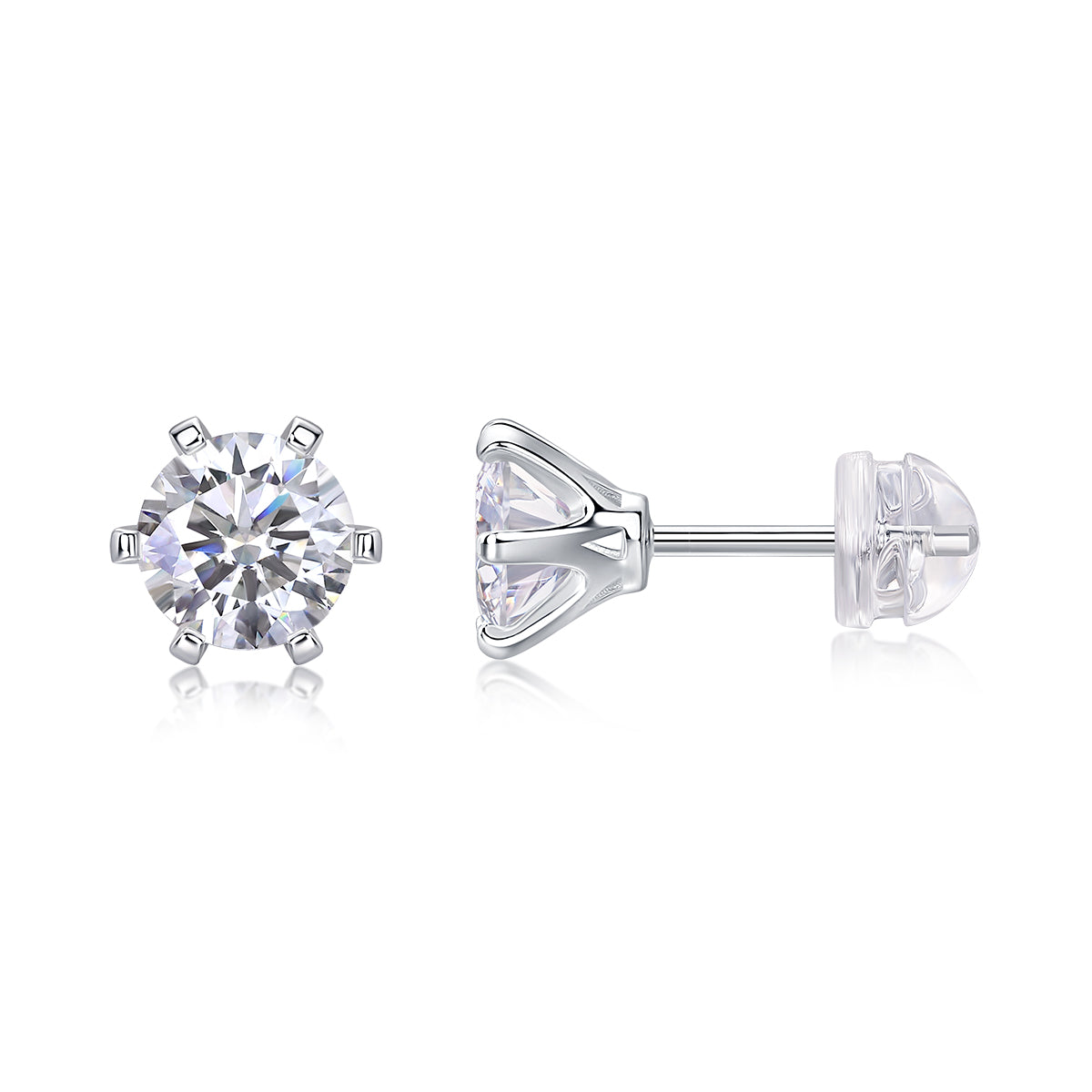 Quiet - Set With 1-carat Top-quality Moissanite S925 Silver And Platinum-plated Stud Earrings, A Fashionable And Trendy Accessory That Can Be Tested With A Diamond Pen