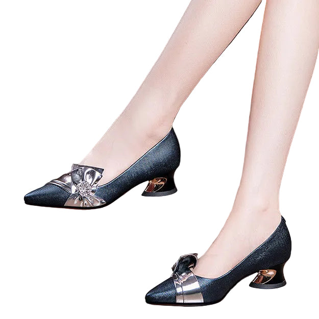Low-Heel Pointed Toe All-Match Pumps