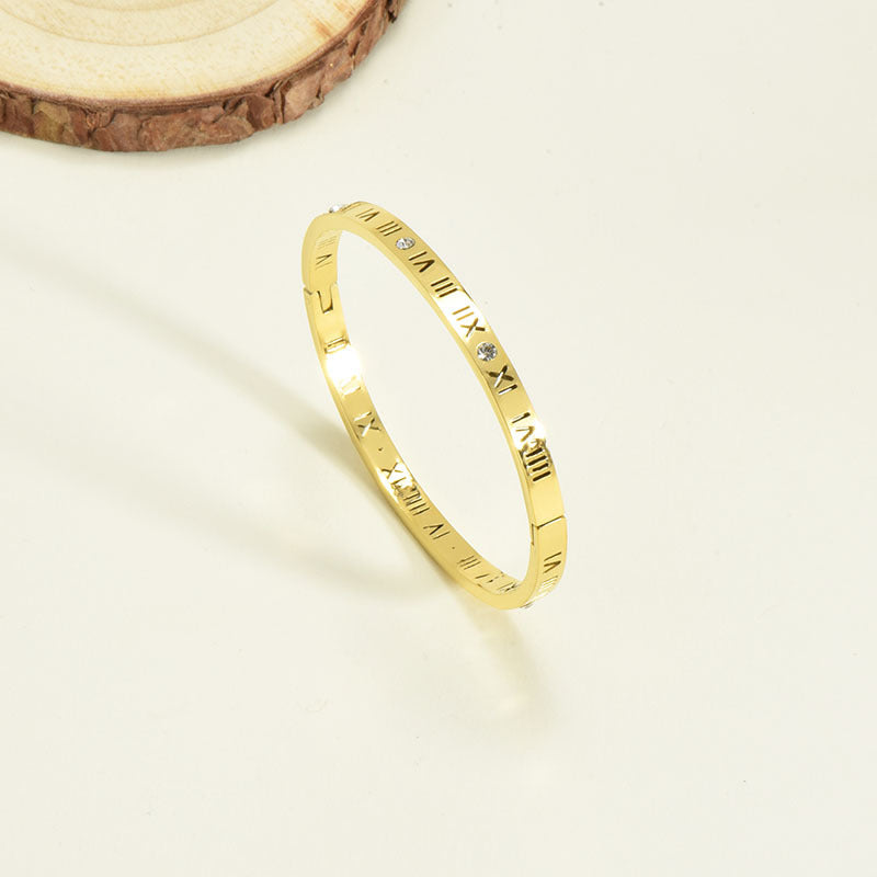 Titanium Steel Bracelet Korean Style Real Gold Plated 18K Gold Diamond Geometric Simple Stainless Steel