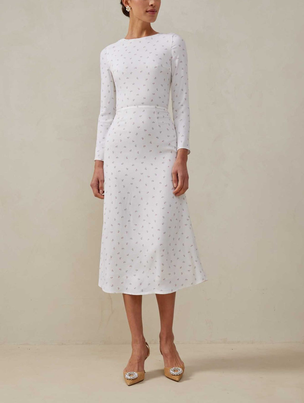 Fitted Vintage Floral Long Sleeve Dress