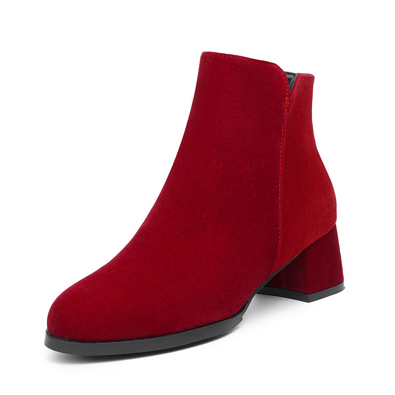 Pointed-toe  Heel Mid Heel Boots
