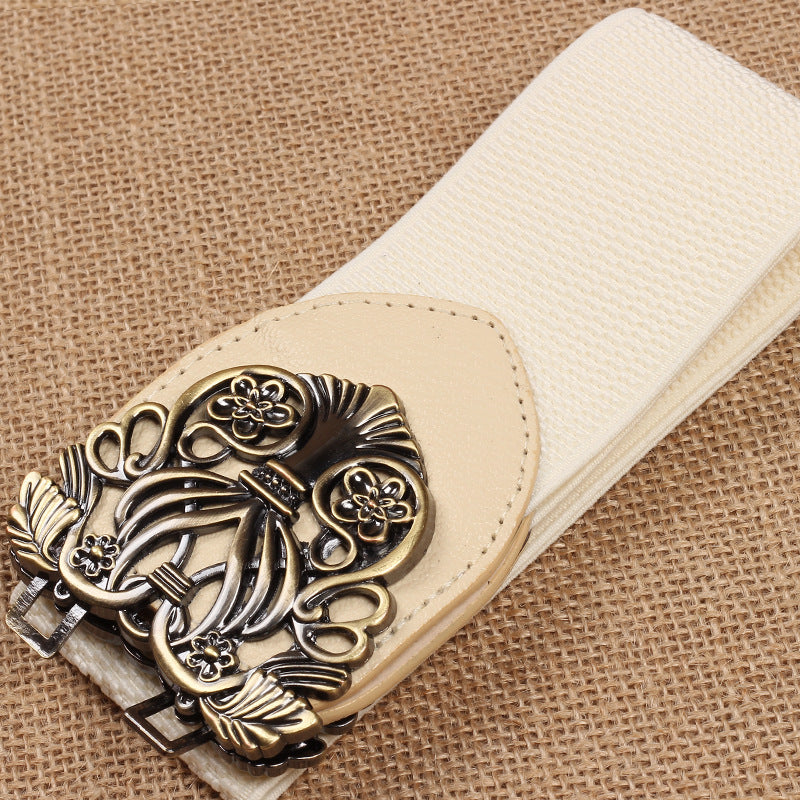Court Vintage Engraving  All-match Stretch Wide Belt