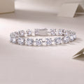 Time Appointment - A Fashionable And Light Luxury Jewelry Silver Bracelet And Bracelet Set With Top-quality Moissanite, S925 Silver Plated Platinum