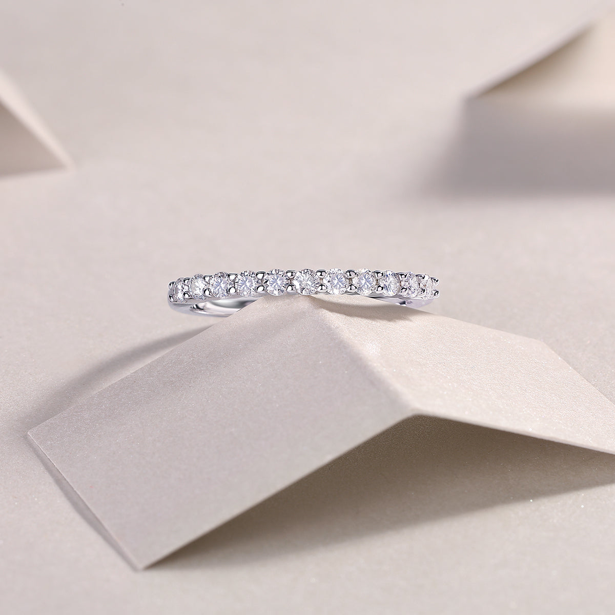 Galaxy Trajectory - A Wedding Ring Set With Top-quality Moissanite S925 Silver And Platinum-plated Diamond Can Be Inspected With A Diamond Pen