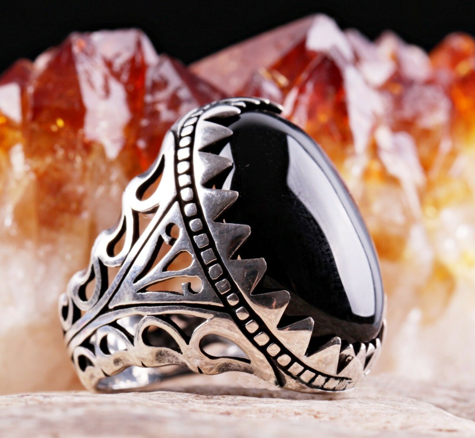 Black Flat Zircon Ring