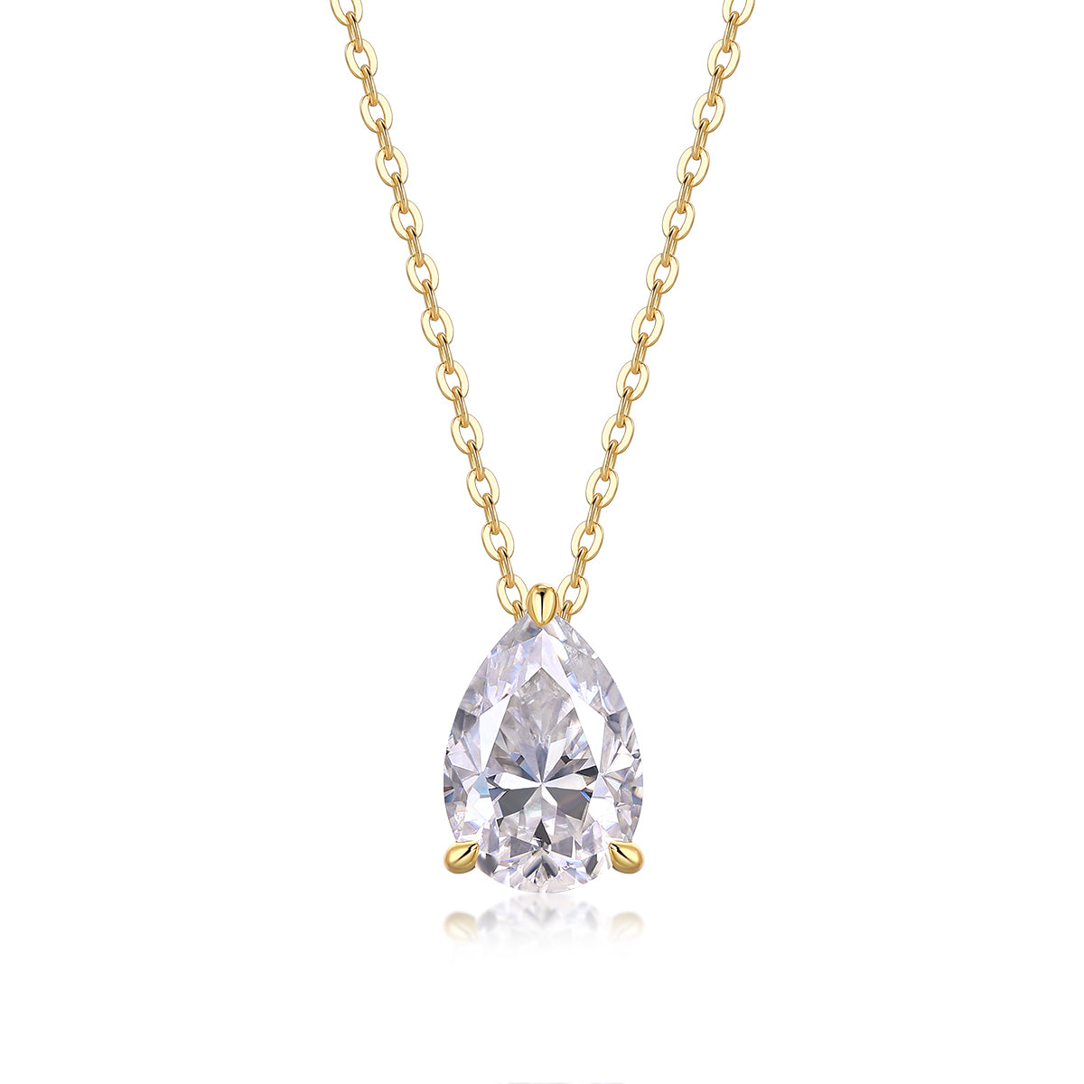 Pear-Shaped Moissanite Pendant Necklace – S925 Silver Gold Plated