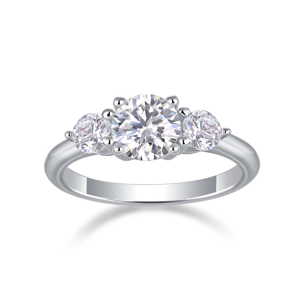 Time Prelude - A Wedding Ring Set With 1-carat And 2-carat Top-quality Moissanite S925 Silver And Platinum-plated Diamond Can Be Inspected With A Diamond Pen