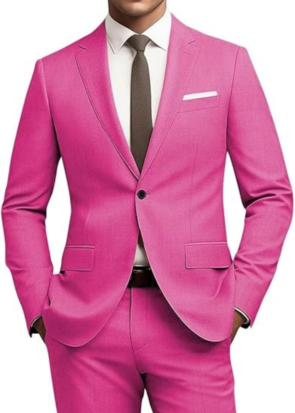 Men's Versatile Solid Color Business Jacket Long Pants Set