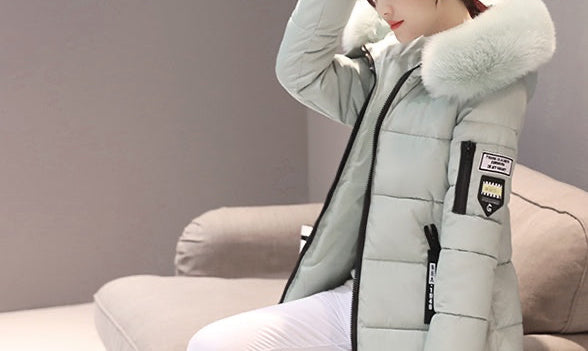 Slim thick cotton jacket large fur collar cotton suit