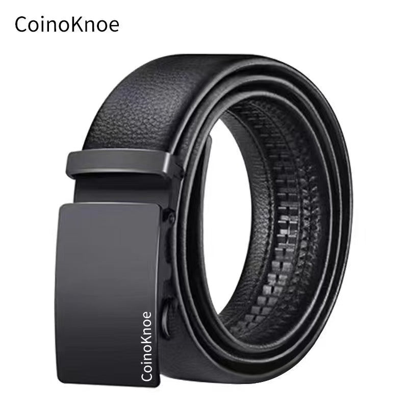 Mens Trendy Wide Leather Belt With Automatic Buckle