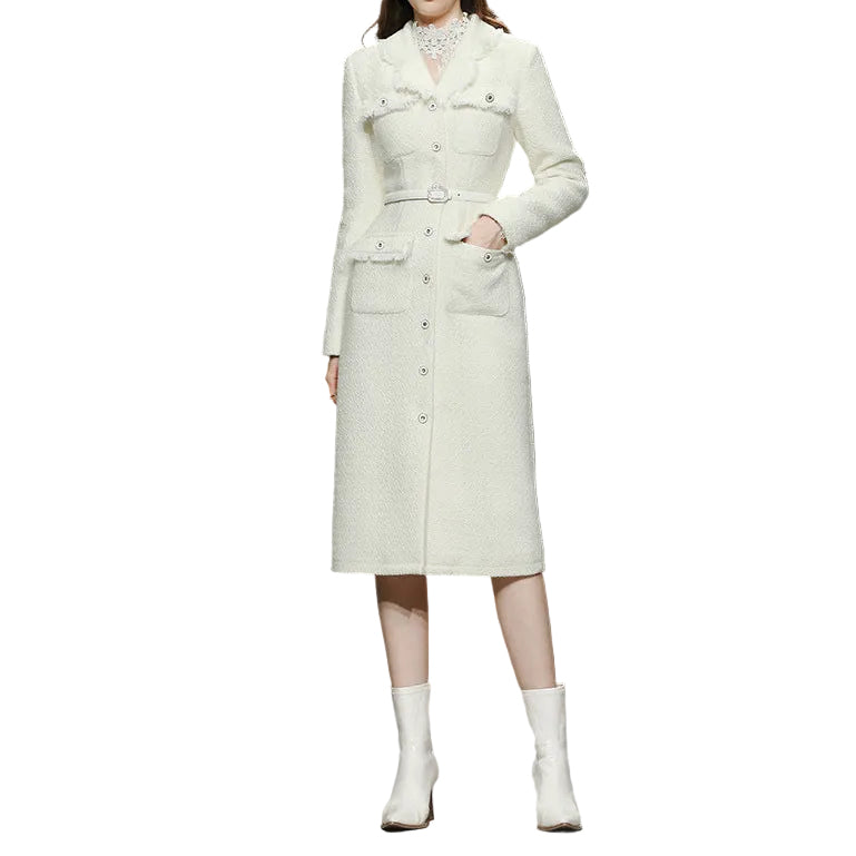 Women's Slim-fit Tweed Woolen Coat