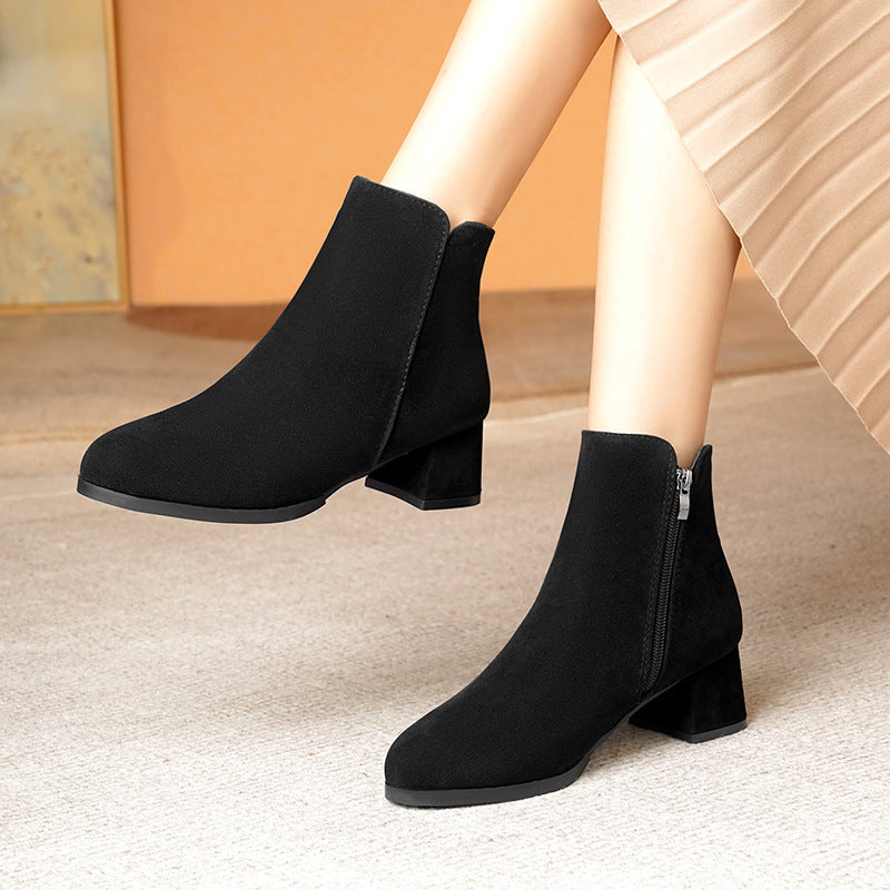Pointed-toe  Heel Mid Heel Boots