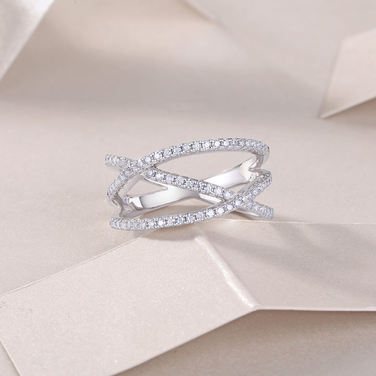 Fate Cross - A Wedding Ring Set With Top-quality Moissanite S925 Silver And Platinum-plated Diamond Can Be Tested With A Diamond Pen