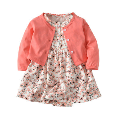 long sleeved  two piece floral skirt  cotton fabric