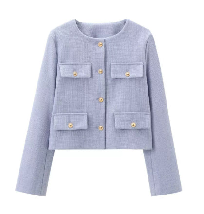 Fashion Casual All-match Flip Trim Short Coat