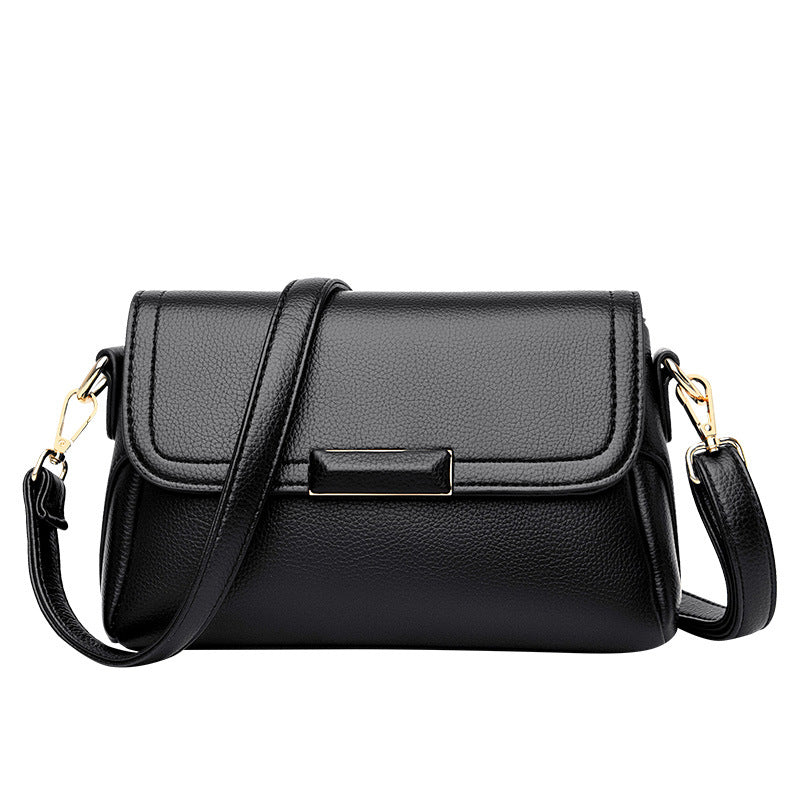 Textured Soft Leather One Shoulder Temperament Simple Ladies Shoulder Bag
