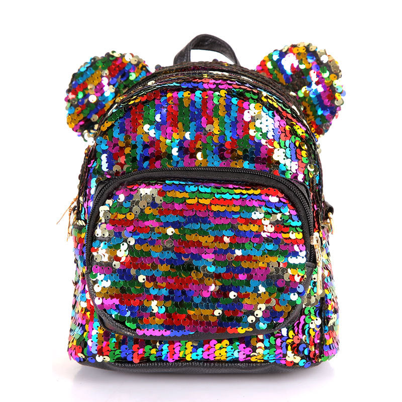 Colorful Sequin Labeled Ear Stitching Ladies Small Square Bag